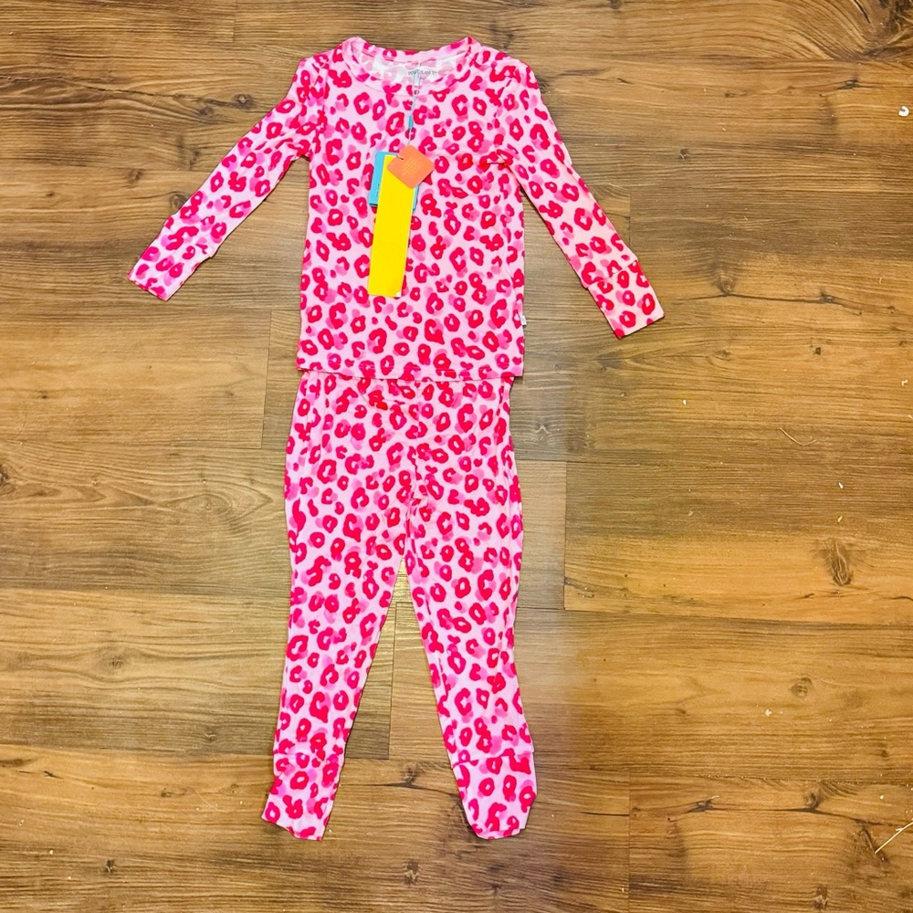 Posh Peanut Ashley Pink Leopard Print Long Sleeve Pajamas
